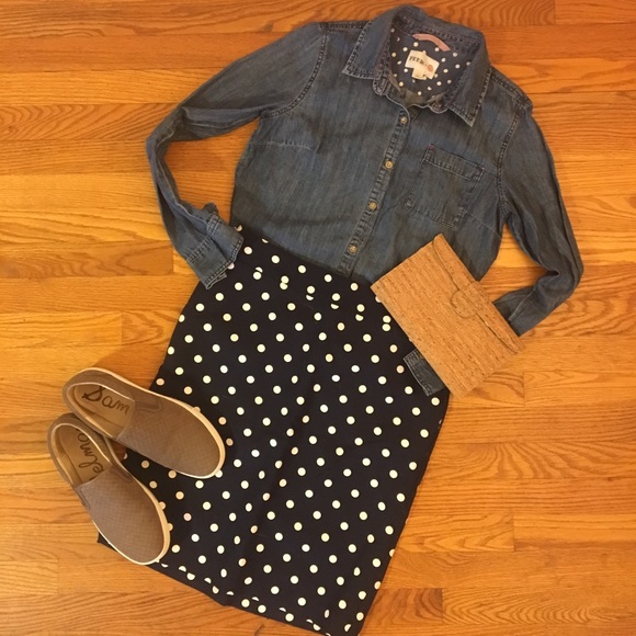 Merona Dresses & Skirts - Merona Navy and White Polka Dot Pencil Skirt